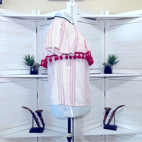 En Crème Red White Striped Oversized Blouse M L - Picture 6 of 8